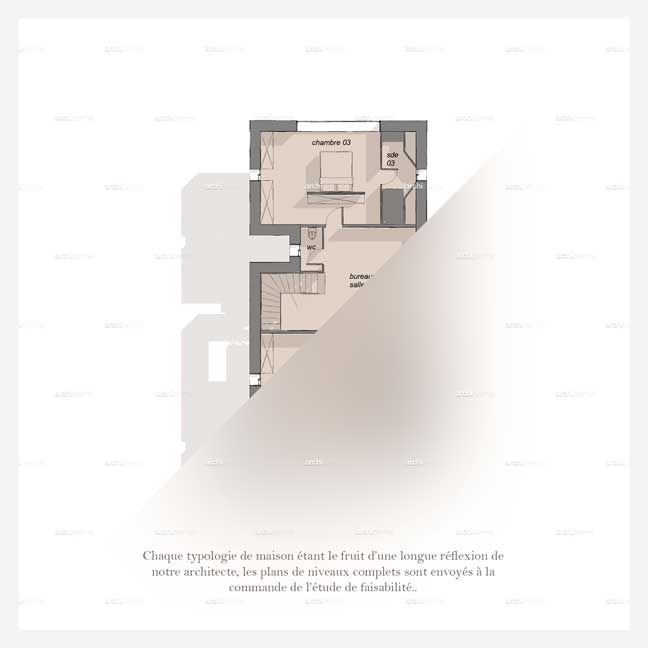 Plan de la maison LA LONGERE - Réalisé par l'agence d'architecture ARCHIPERMIS